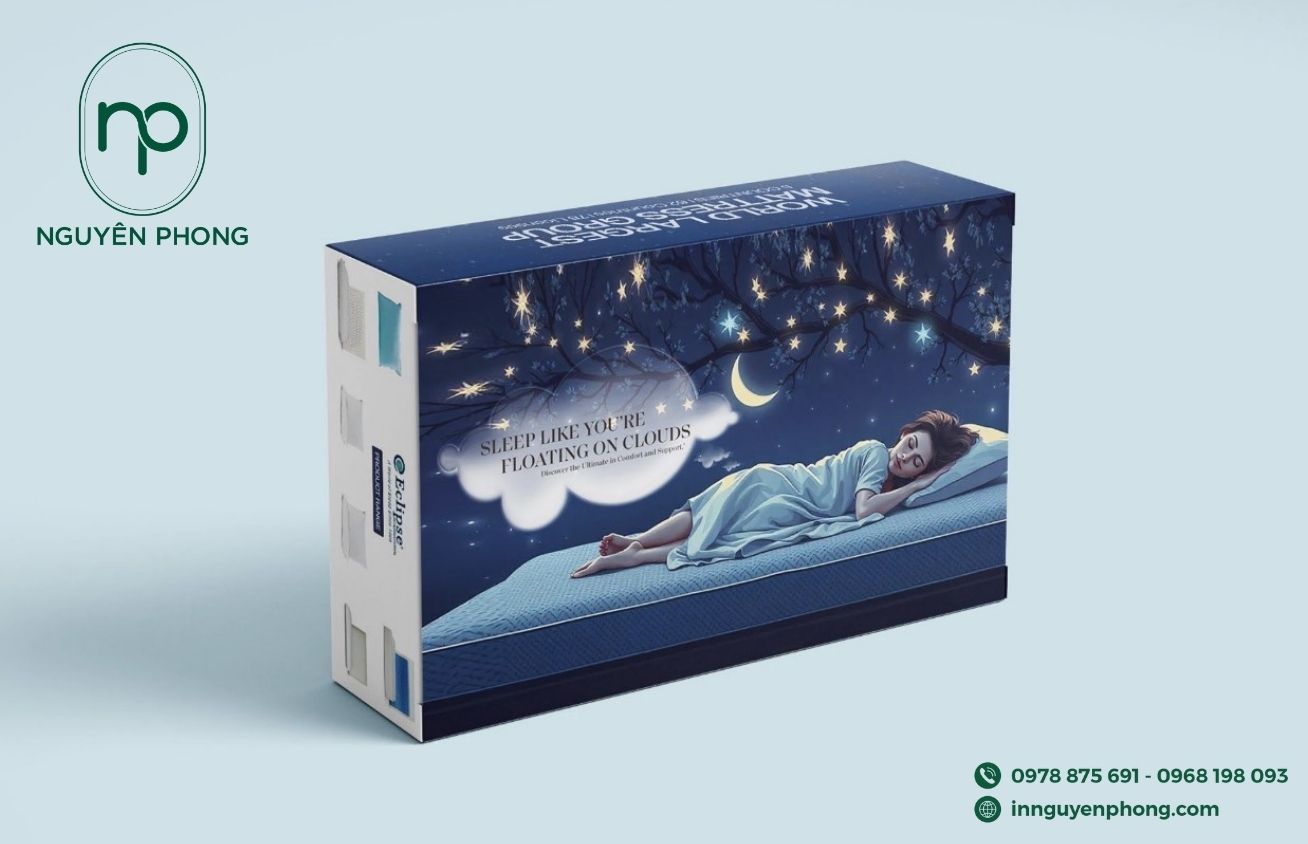 Mẫu hộp giấy đựng gối cao cấp